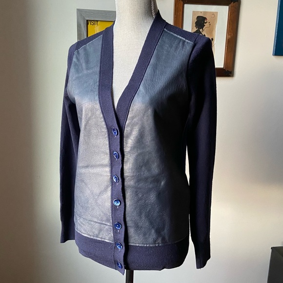 J Crew Collection leather-front cardigan - Picture 7 of 11